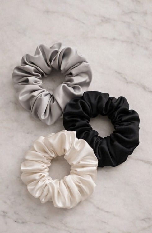 Divaa Monochrome Satin Scrunchies – Monochromatic Collection