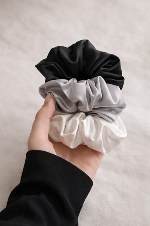 Divaa Monochrome Satin Scrunchies – Monochromatic Collection